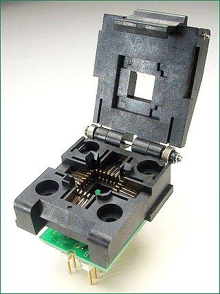 PA28-24-1PZ3 PLCC Programming Adapter for Devices with Pin Skips 5, 8, 11, 19. 300 mil Span DIP Plug. Lidded ZIF PLCC Socket