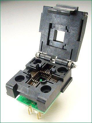 PA28-24-5PZ3 PLCC Programming Adapter for Devices with Pin Skips 1, 10, 15, 21. 300 mil Span DIP Plug. Lidded ZIF PLCC Socket